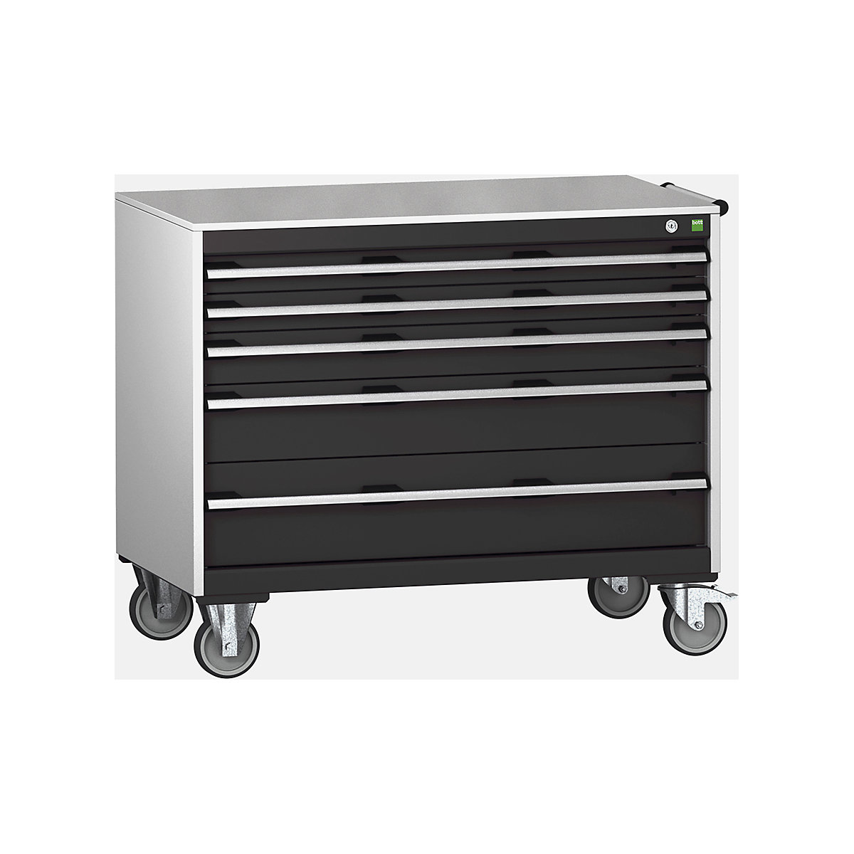 Bott Cubio Mobile Cabinets | 1050mm Wide, Bott Cubio Mobile Cabinets | 1050mm Wide, Bott Cubio Mobile Cabinet | 890h x 1050w x 650d mm | 5 Drawers | Lino Worktop | Dark Grey Drawers | Light Grey Housing-0