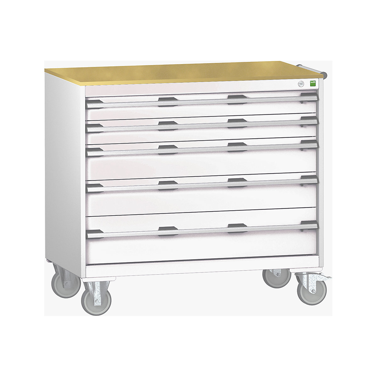 Bott Cubio Mobile Cabinets | 1050mm Wide, Bott Cubio Mobile Cabinets | 1050mm Wide, Bott Cubio Mobile Cabinet | 990h x 1050w x 650d mm | 5 Drawers | MPX Worktop | Light Grey Drawers | Light Grey Housing-0