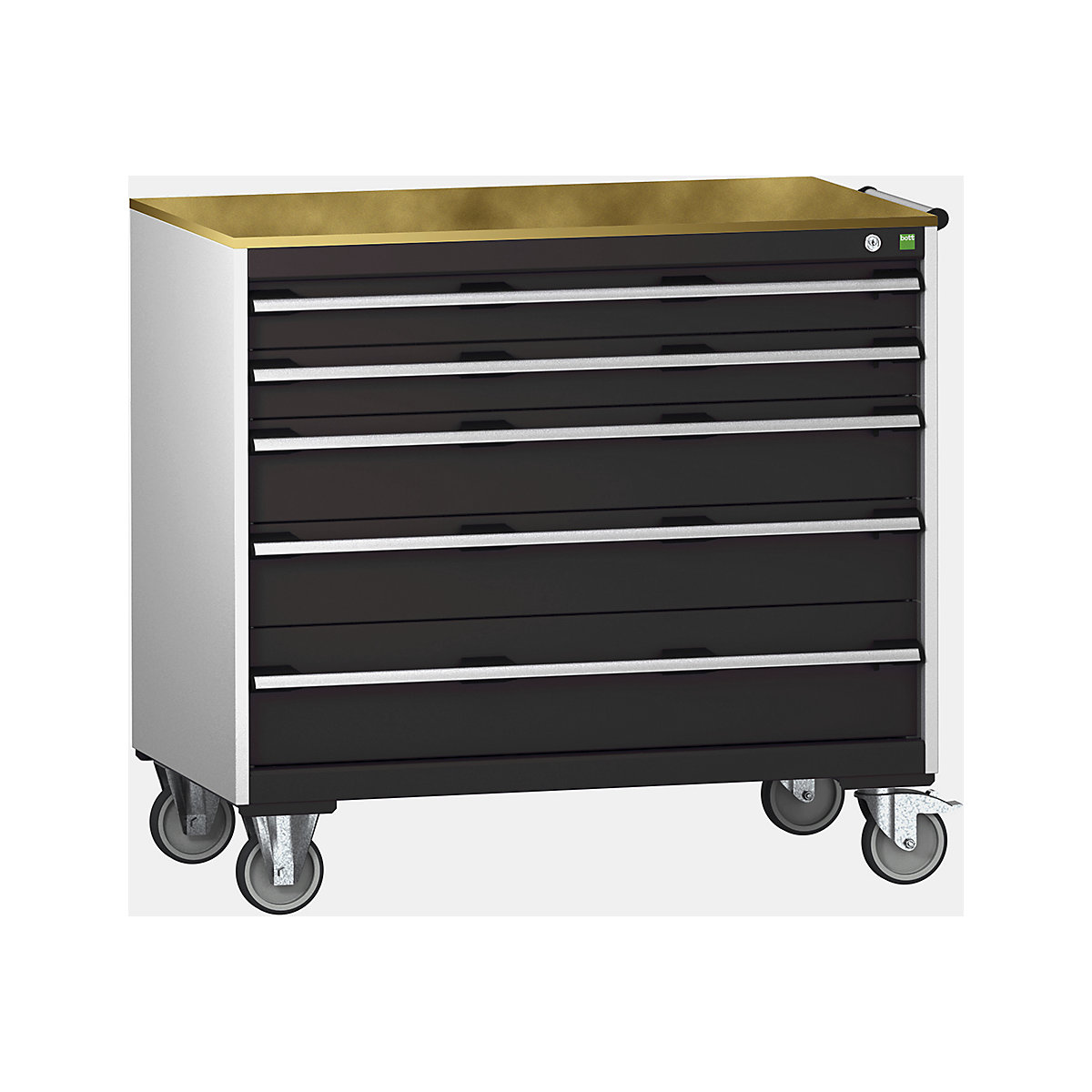 Bott Cubio Mobile Cabinets | 1050mm Wide, Bott Cubio Mobile Cabinets | 1050mm Wide, Bott Cubio Mobile Cabinet | 990h x 1050w x 650d mm | 5 Drawers | MPX Worktop | Dark Grey Drawers | Light Grey Housing-0