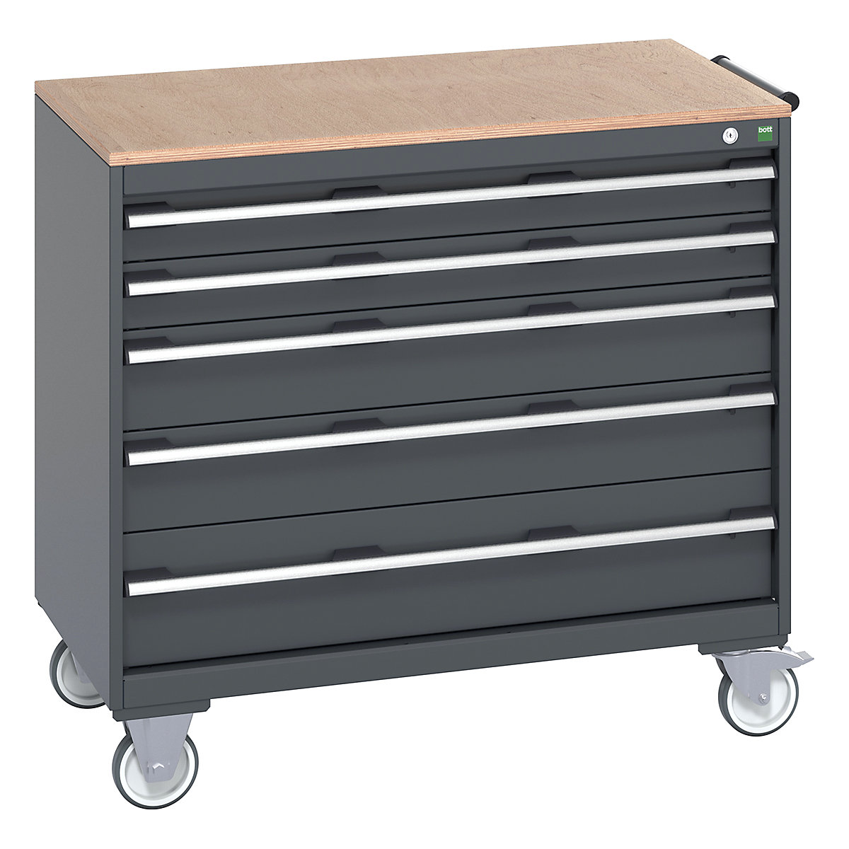 Bott Cubio Mobile Cabinets | 1050mm Wide, Bott Cubio Mobile Cabinets | 1050mm Wide, Bott Cubio Mobile Cabinet | 990h x 1050w x 650d mm | 5 Drawers | MPX Worktop | Dark Grey Drawers | Dark Grey Housing-0