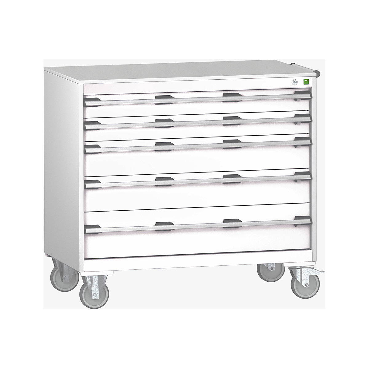 Bott Cubio Mobile Cabinets | 1050mm Wide, Bott Cubio Mobile Cabinets | 1050mm Wide, Bott Cubio Mobile Cabinet | 990h x 1050w x 650d mm | 5 Drawers | Lino Worktop | Light Grey Drawers | Light Grey Housing-0