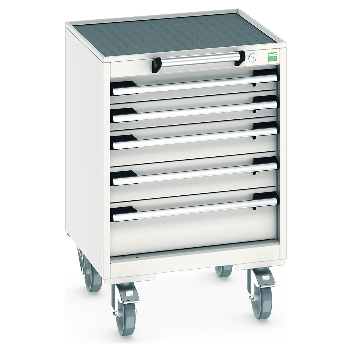 Bott Cubio Mobile Cabinets | 525mm Wide, Bott Cubio Mobile Cabinets | 525mm Wide, Bott Cubio Mobile Cabinet | 785h x 525w x 525d mm | 5 Drawers | Top Tray & Mat | Light Grey Drawers | Light Grey Housing-0