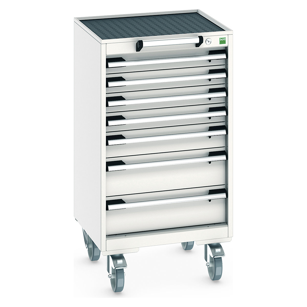 Bott Cubio Mobile Cabinets | 525mm Wide, Bott Cubio Mobile Cabinets | 525mm Wide, Bott Cubio Mobile Cabinet | 985h x 525w x 525d mm | 7 Drawers | Top Tray & Mat | Light Grey Drawers | Light Grey Housing-0