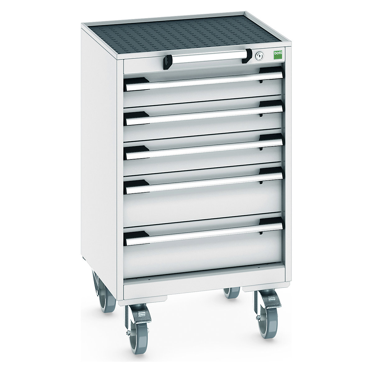 Bott Cubio Mobile Cabinets | 525mm Wide, Bott Cubio Mobile Cabinets | 525mm Wide, Bott Cubio Mobile Cabinet | 885h x 525w x 525d mm | 5 Drawers | Top Tray & Mat | Light Grey Drawers | Light Grey Housing-0