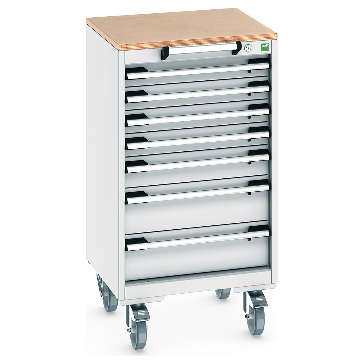 Bott Cubio Mobile Cabinets | 525mm Wide, Bott Cubio Mobile Cabinets | 525mm Wide, Bott Cubio Mobile Cabinet | 990h x 525w x 525d mm | 7 Drawers | MPX Worktop | Light Grey Drawers | Light Grey Housing-0