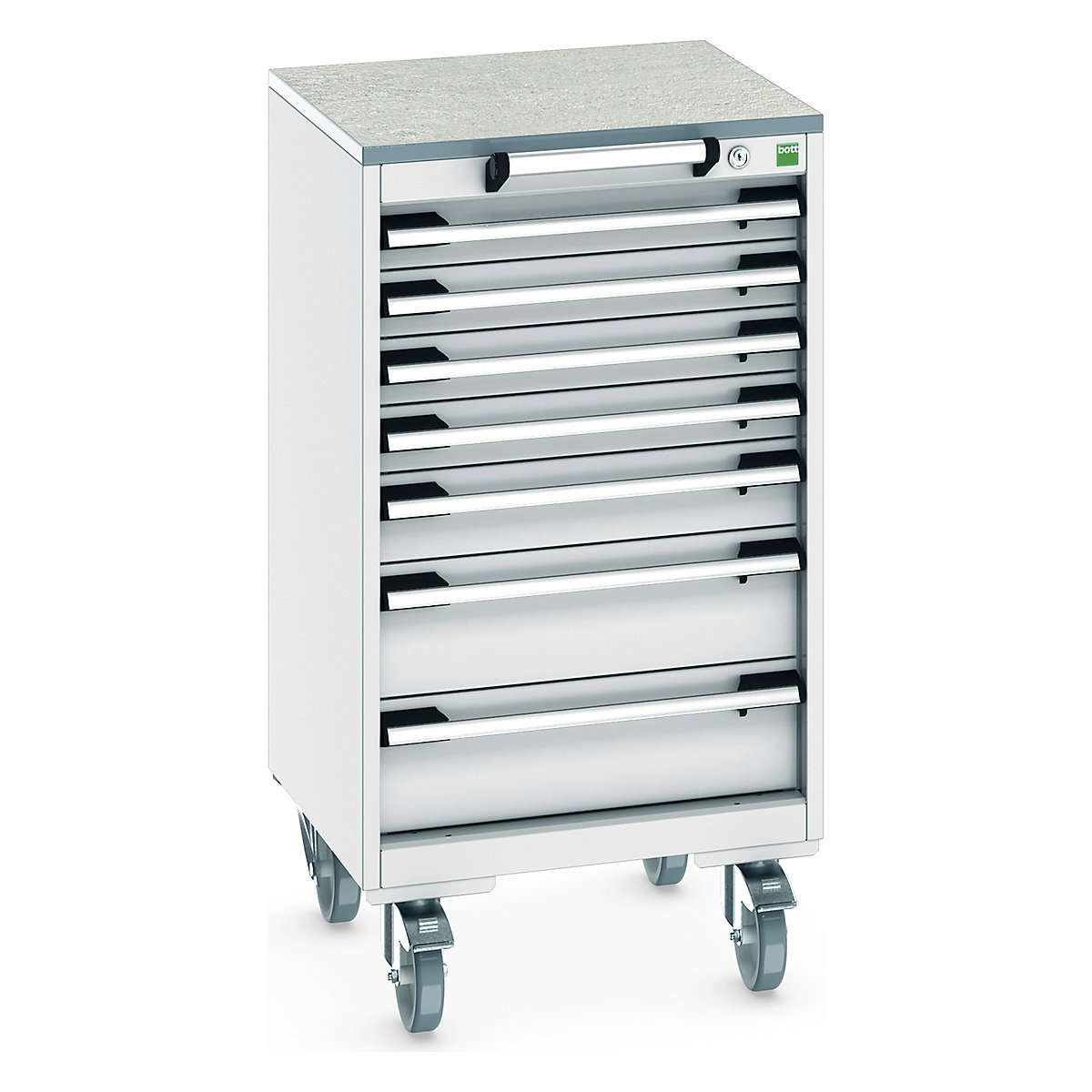 Bott Cubio Mobile Cabinets | 525mm Wide, Bott Cubio Mobile Cabinets | 525mm Wide, Bott Cubio Mobile Cabinet | 990h x 525w x 525d mm | 7 Drawers | Lino Worktop | Light Grey Drawers | Light Grey Housing-0