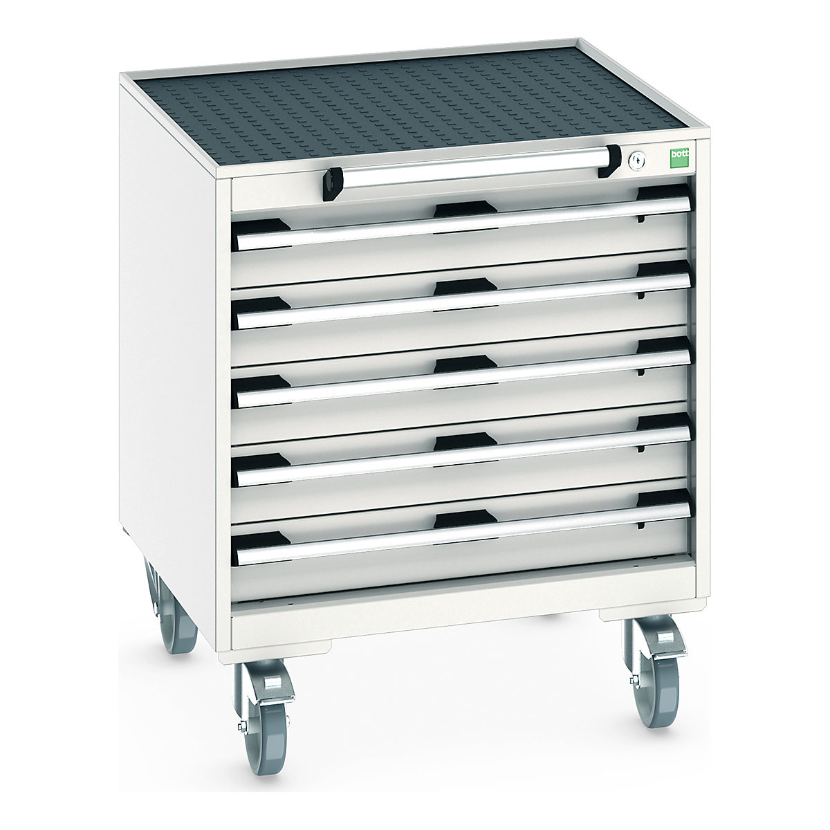 Bott Cubio Mobile Cabinets | 650mm Wide, Bott Cubio Mobile Cabinets | 650mm Wide, Bott Cubio Mobile Cabinet | 785h x 650w x 650d mm | 5 Drawers | Top Tray & Mat | Light Grey Drawers | Light Grey Housing-0