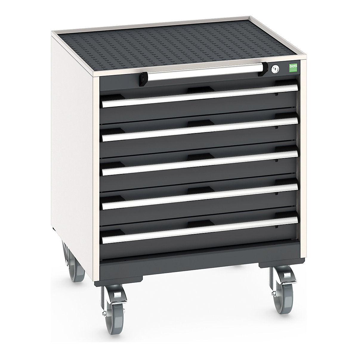Bott Cubio Mobile Cabinets | 650mm Wide, Bott Cubio Mobile Cabinets | 650mm Wide, Bott Cubio Mobile Cabinet | 785h x 650w x 650d mm | 5 Drawers | Top Tray & Mat | Dark Grey Drawers | Light Grey Housing-0