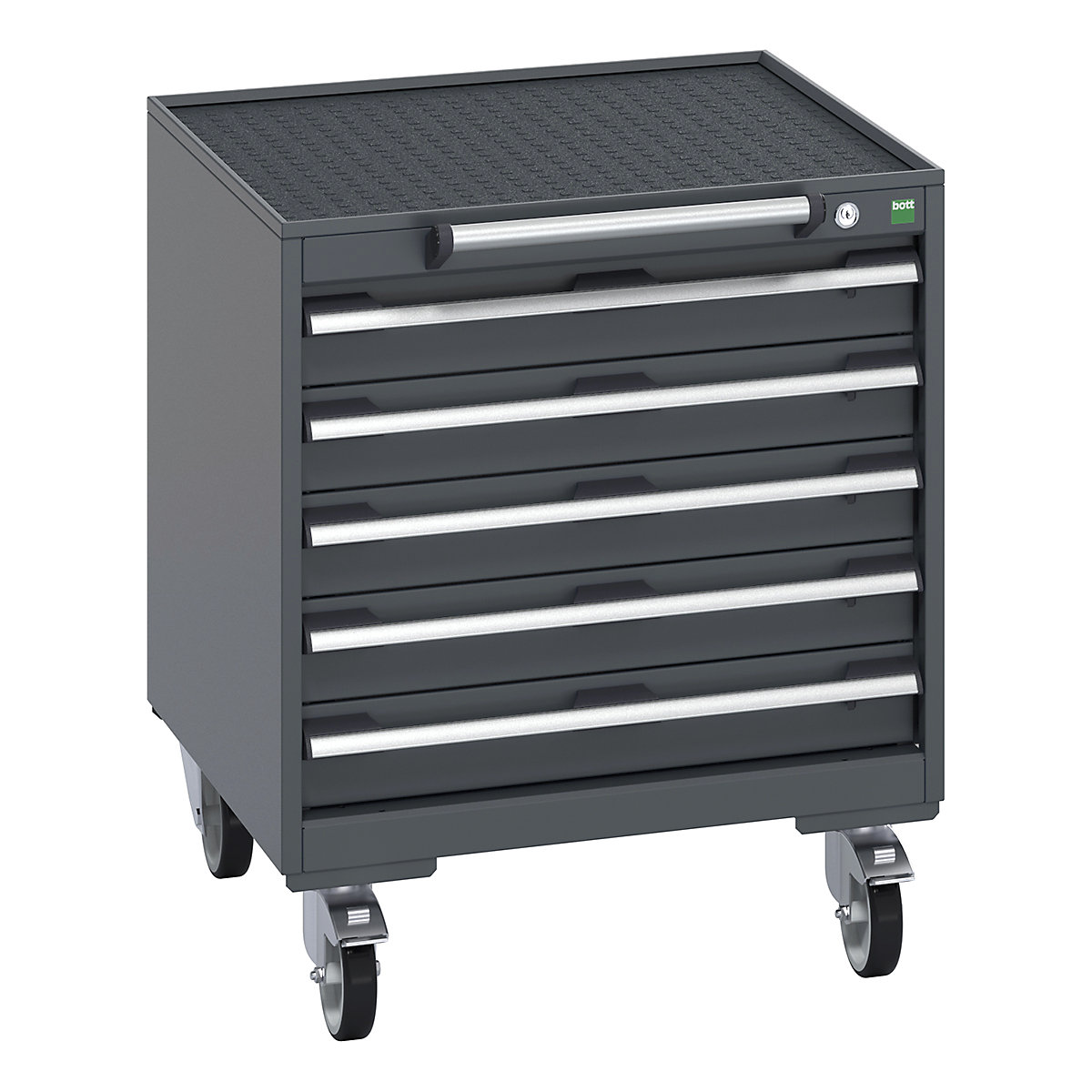 Bott Cubio Mobile Cabinets | 650mm Wide, Bott Cubio Mobile Cabinets | 650mm Wide, Bott Cubio Mobile Cabinet | 785h x 650w x 650d mm | 5 Drawers | Top Tray & Mat | Dark Grey Drawers | Dark Grey Housing-0