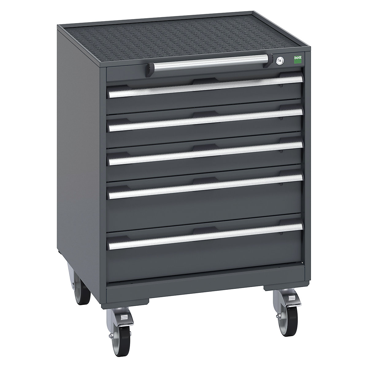Bott Cubio Mobile Cabinets | 650mm Wide, Bott Cubio Mobile Cabinets | 650mm Wide, Bott Cubio Mobile Cabinet | 885h x 650w x 650d mm | 5 Drawers | Top Tray & Mat | Dark Grey Drawers | Dark Grey Housing-0