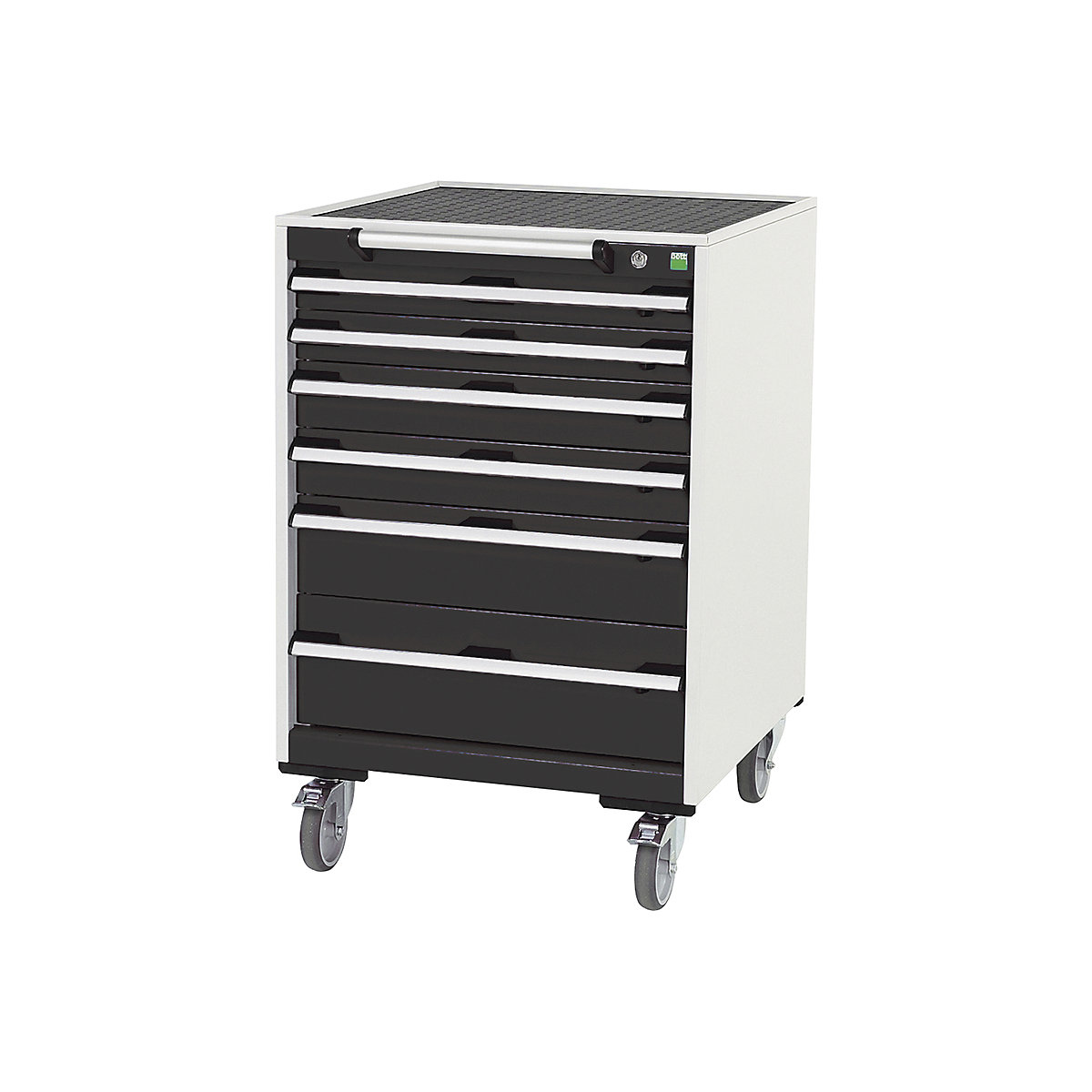 Bott Cubio Mobile Cabinets | 650mm Wide, Bott Cubio Mobile Cabinets | 650mm Wide, Bott Cubio Mobile Cabinet | 985h x 650w x 650d mm | 6 Drawers | Top Tray & Mat | Dark Grey Drawers | Light Grey Housing-0