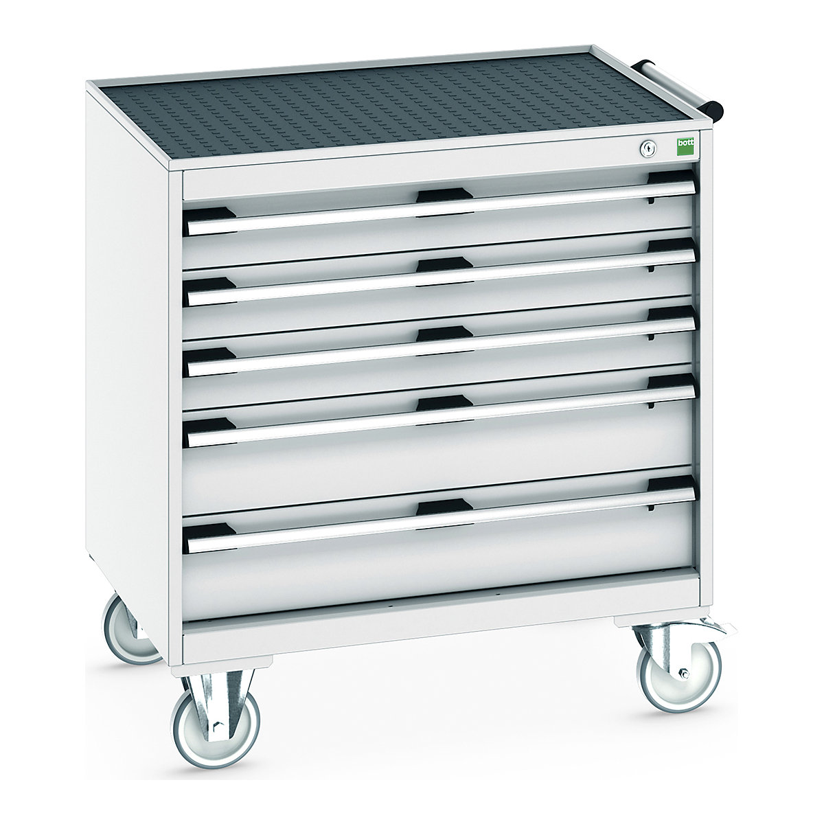 Bott Cubio Mobile Cabinets | 800mm Wide, Bott Cubio Mobile Cabinets | 800mm Wide, Bott Cubio Mobile Cabinet | 885h x 800w x 650d mm | 5 Drawers | Top Tray & Mat | Light Grey Drawers | Light Grey Housing-0