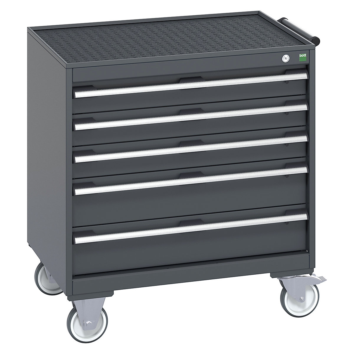 Bott Cubio Mobile Cabinets | 800mm Wide, Bott Cubio Mobile Cabinets | 800mm Wide, Bott Cubio Mobile Cabinet | 885h x 800w x 650d mm | 5 Drawers | Top Tray & Mat | Dark Grey Drawers | Dark Grey Housing-0
