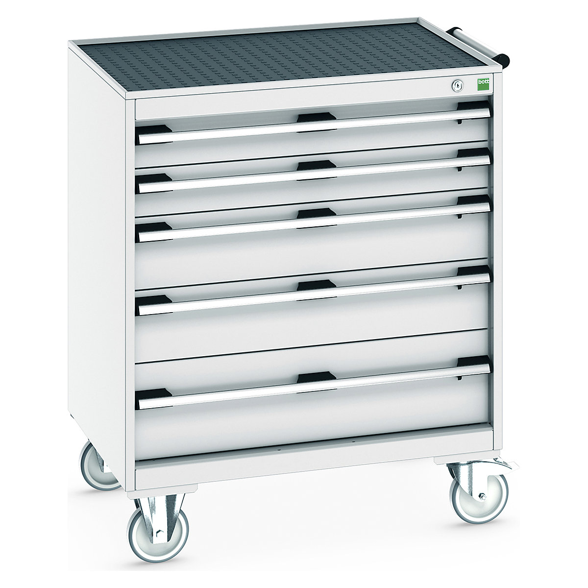 Bott Cubio Mobile Cabinets | 800mm Wide, Bott Cubio Mobile Cabinets | 800mm Wide, Bott Cubio Mobile Cabinet | 985h x 800w x 650d mm | 5 Drawers | Top Tray & Mat | Light Grey Drawers | Light Grey Housing-0