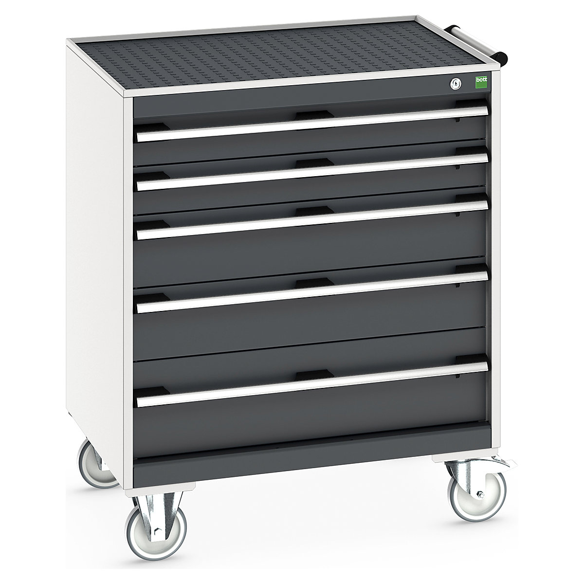 Bott Cubio Mobile Cabinets | 800mm Wide, Bott Cubio Mobile Cabinets | 800mm Wide, Bott Cubio Mobile Cabinet | 985h x 800w x 650d mm | 5 Drawers | Top Tray & Mat | Dark Grey Drawers | Light Grey Housing-0