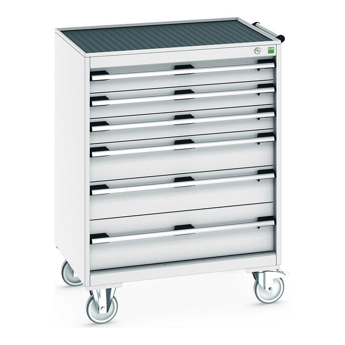 Bott Cubio Mobile Cabinets | 800mm Wide, Bott Cubio Mobile Cabinets | 800mm Wide, Bott Cubio Mobile Cabinet | 1085h x 800w x 650d mm | 6 Drawers | Top Tray & Mat | Light Grey Drawers | Light Grey Housing-0