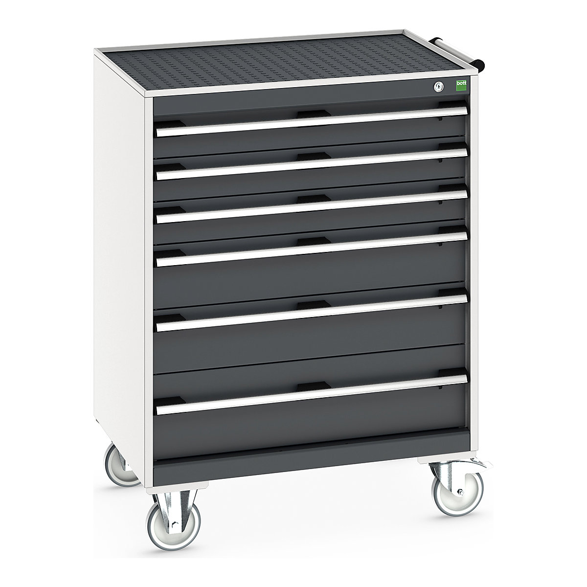 Bott Cubio Mobile Cabinets | 800mm Wide, Bott Cubio Mobile Cabinets | 800mm Wide, Bott Cubio Mobile Cabinet | 1085h x 800w x 650d mm | 6 Drawers | Top Tray & Mat | Dark Grey Drawers | Light Grey Housing-0