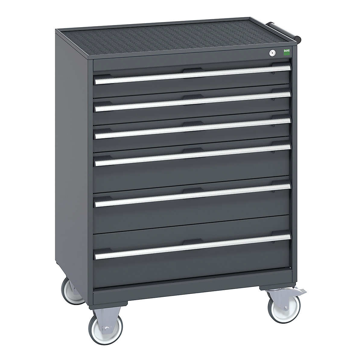 Bott Cubio Mobile Cabinets | 800mm Wide, Bott Cubio Mobile Cabinets | 800mm Wide, Bott Cubio Mobile Cabinet | 1085h x 800w x 650d mm | 6 Drawers | Top Tray & Mat | Dark Grey Drawers | Dark Grey Housing-0