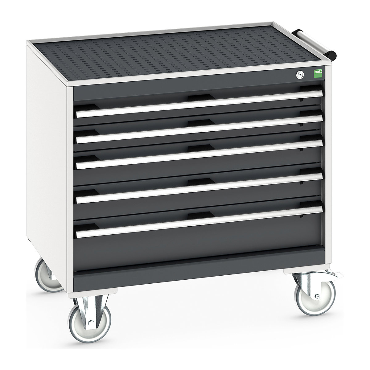Bott Cubio Mobile Cabinets | 800mm Wide, Bott Cubio Mobile Cabinets | 800mm Wide, Bott Cubio Mobile Cabinet | 785h x 800w x 650d mm | 5 Drawers | Top Tray & Mat | Dark Grey Drawers | Light Grey Housing-0