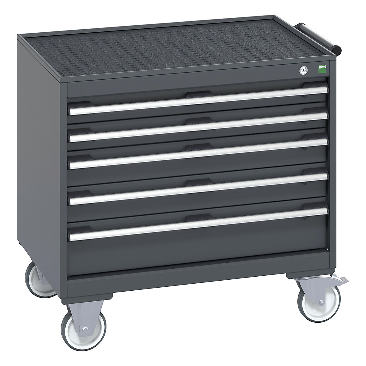 Bott Cubio Mobile Cabinets | 800mm Wide, Bott Cubio Mobile Cabinets | 800mm Wide, Bott Cubio Mobile Cabinet | 785h x 800w x 650d mm | 5 Drawers | Top Tray & Mat | Dark Grey Drawers | Dark Grey Housing-0