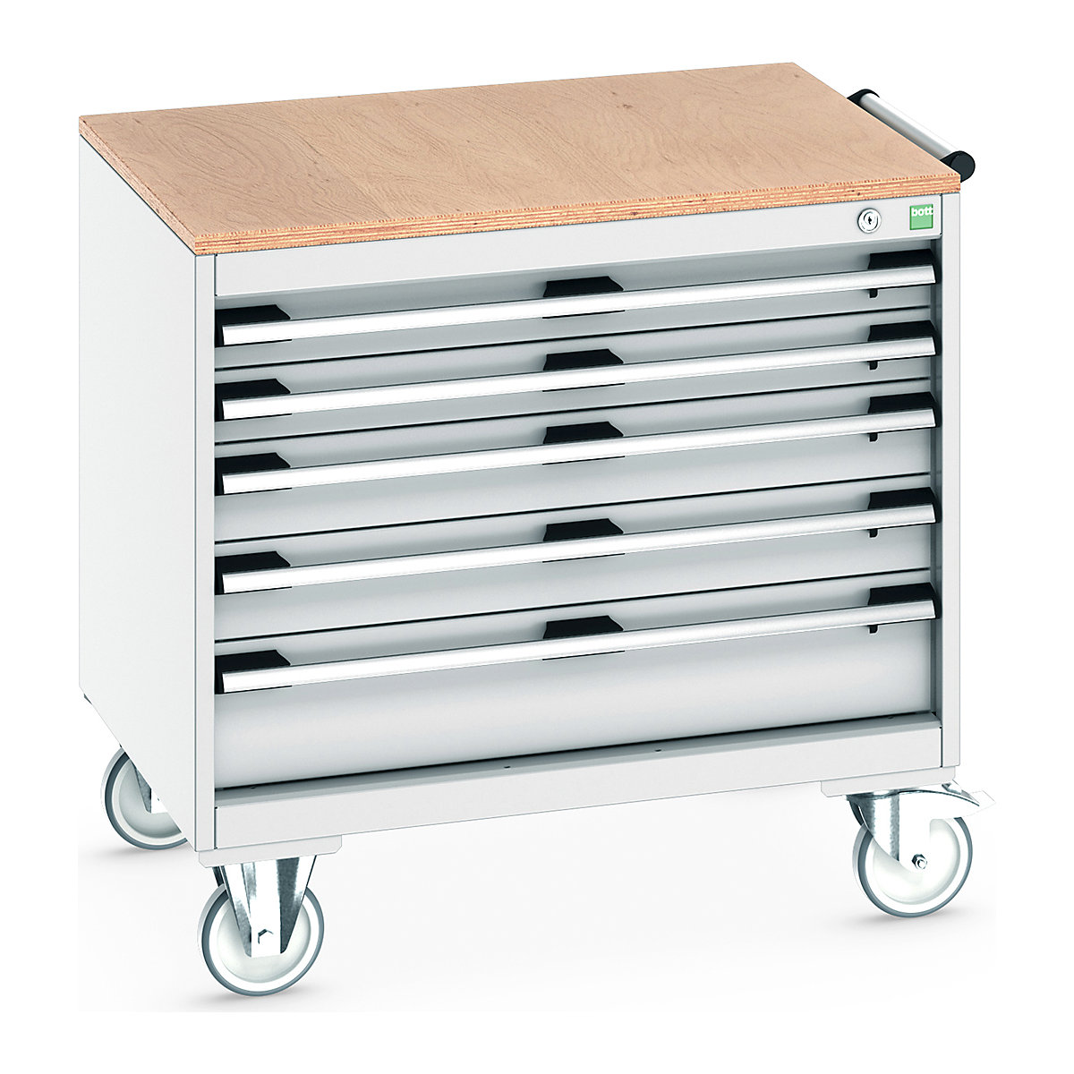 Bott Cubio Mobile Cabinets | 800mm Wide, Bott Cubio Mobile Cabinets | 800mm Wide, Bott Cubio Mobile Cabinet | 790h x 800w x 650d mm | 5 Drawers | MPX Worktop | Light Grey Drawers | Light Grey Housing-0