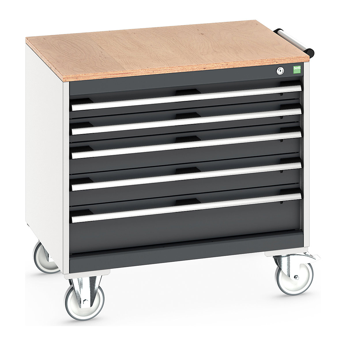 Bott Cubio Mobile Cabinets | 800mm Wide, Bott Cubio Mobile Cabinets | 800mm Wide, Bott Cubio Mobile Cabinet | 790h x 800w x 650d mm | 5 Drawers | MPX Worktop | Dark Grey Drawers | Light Grey Housing-0