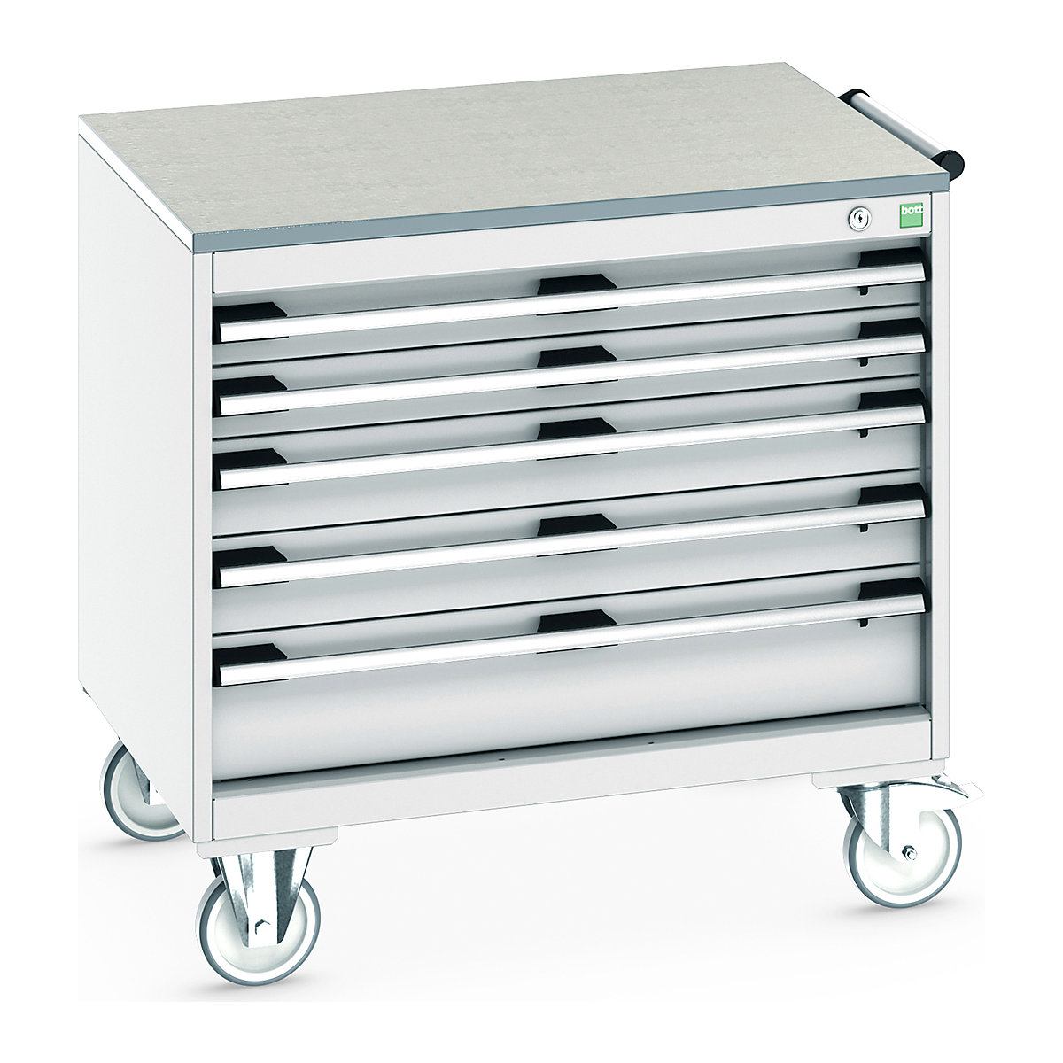 Bott Cubio Mobile Cabinets | 800mm Wide, Bott Cubio Mobile Cabinets | 800mm Wide, Bott Cubio Mobile Cabinet | 790h x 800w x 650d mm | 5 Drawers | Lino Worktop | Light Grey Drawers | Light Grey Housing-0