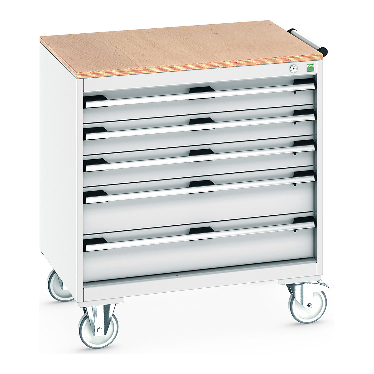 Bott Cubio Mobile Cabinets | 800mm Wide, Bott Cubio Mobile Cabinets | 800mm Wide, Bott Cubio Mobile Cabinet | 890h x 800w x 650d mm | 5 Drawers | MPX Worktop | Light Grey Drawers | Light Grey Housing-0