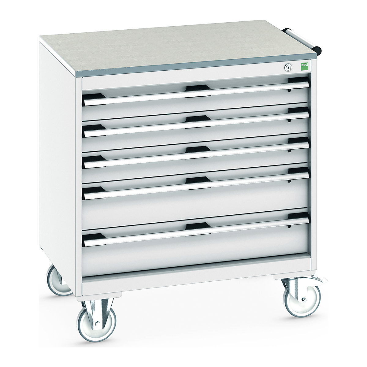 Bott Cubio Mobile Cabinets | 800mm Wide, Bott Cubio Mobile Cabinets | 800mm Wide, Bott Cubio Mobile Cabinet | 890h x 800w x 650d mm | 5 Drawers | Lino Worktop | Light Grey Drawers | Light Grey Housing-0