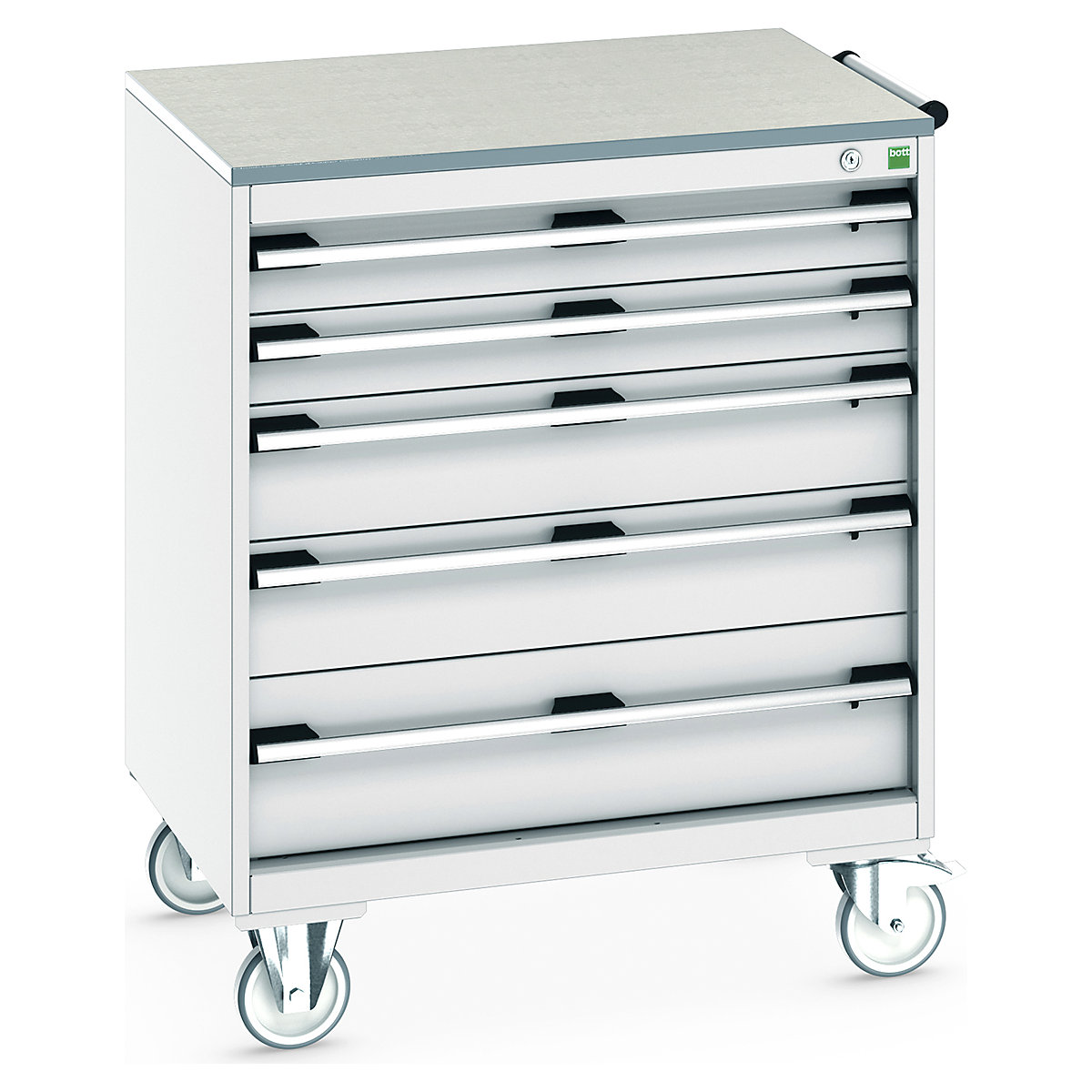 Bott Cubio Mobile Cabinets | 800mm Wide, Bott Cubio Mobile Cabinets | 800mm Wide, Bott Cubio Mobile Cabinet | 990h x 800w x 650d mm | 5 Drawers | Lino Worktop | Light Grey Drawers | Light Grey Housing-0