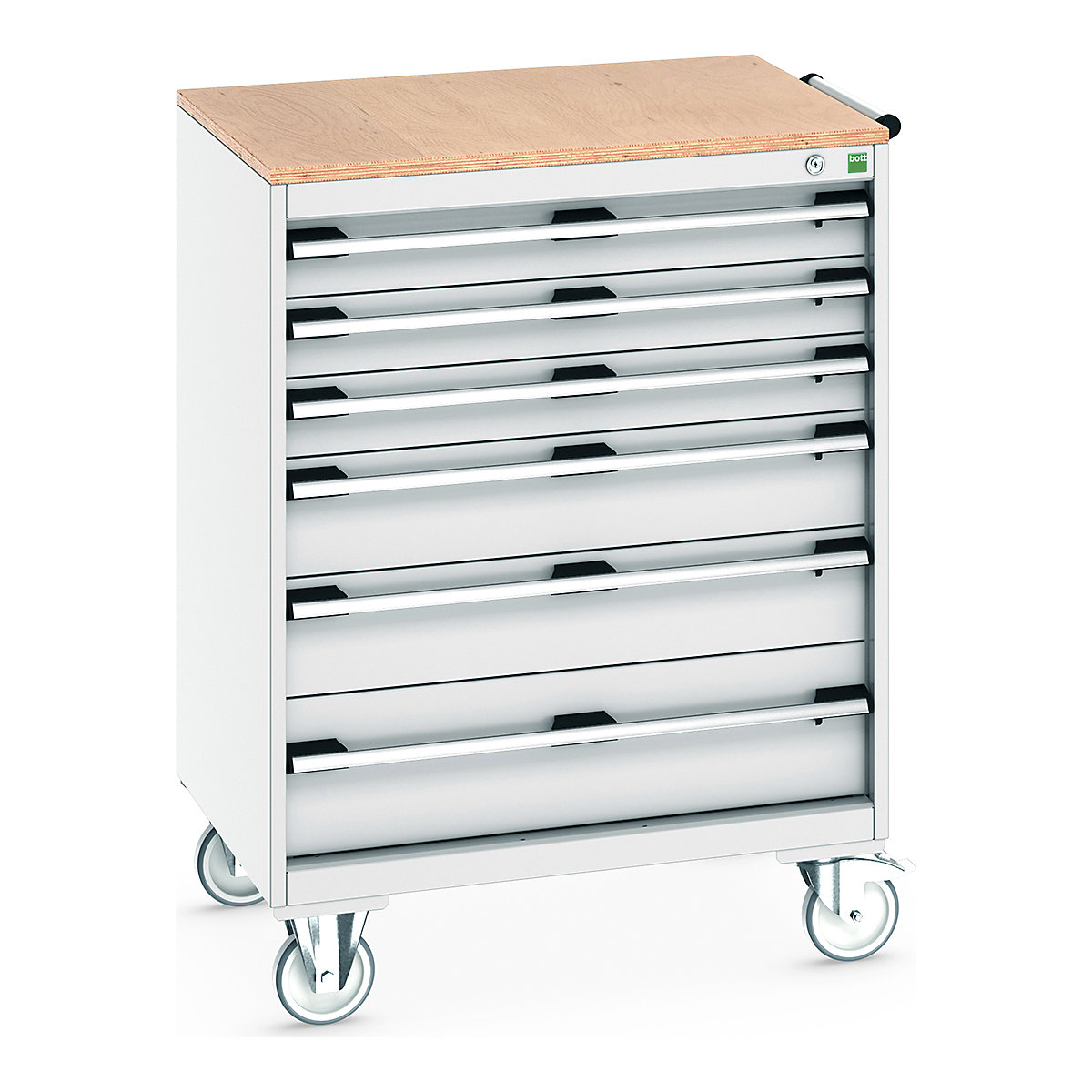 Bott Cubio Mobile Cabinets | 800mm Wide, Bott Cubio Mobile Cabinets | 800mm Wide, Bott Cubio Mobile Cabinet | 1090h x 800w x 650d mm | 6 Drawers | MPX Worktop | Light Grey Drawers | Light Grey Housing-0