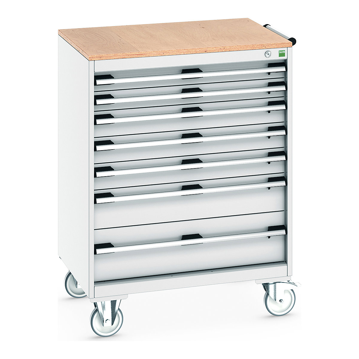 Bott Cubio Mobile Cabinets | 800mm Wide, Bott Cubio Mobile Cabinets | 800mm Wide, Bott Cubio Mobile Cabinet | 1090h x 800w x 650d mm | 7 Drawers | MPX Worktop | Light Grey Drawers | Light Grey Housing-0