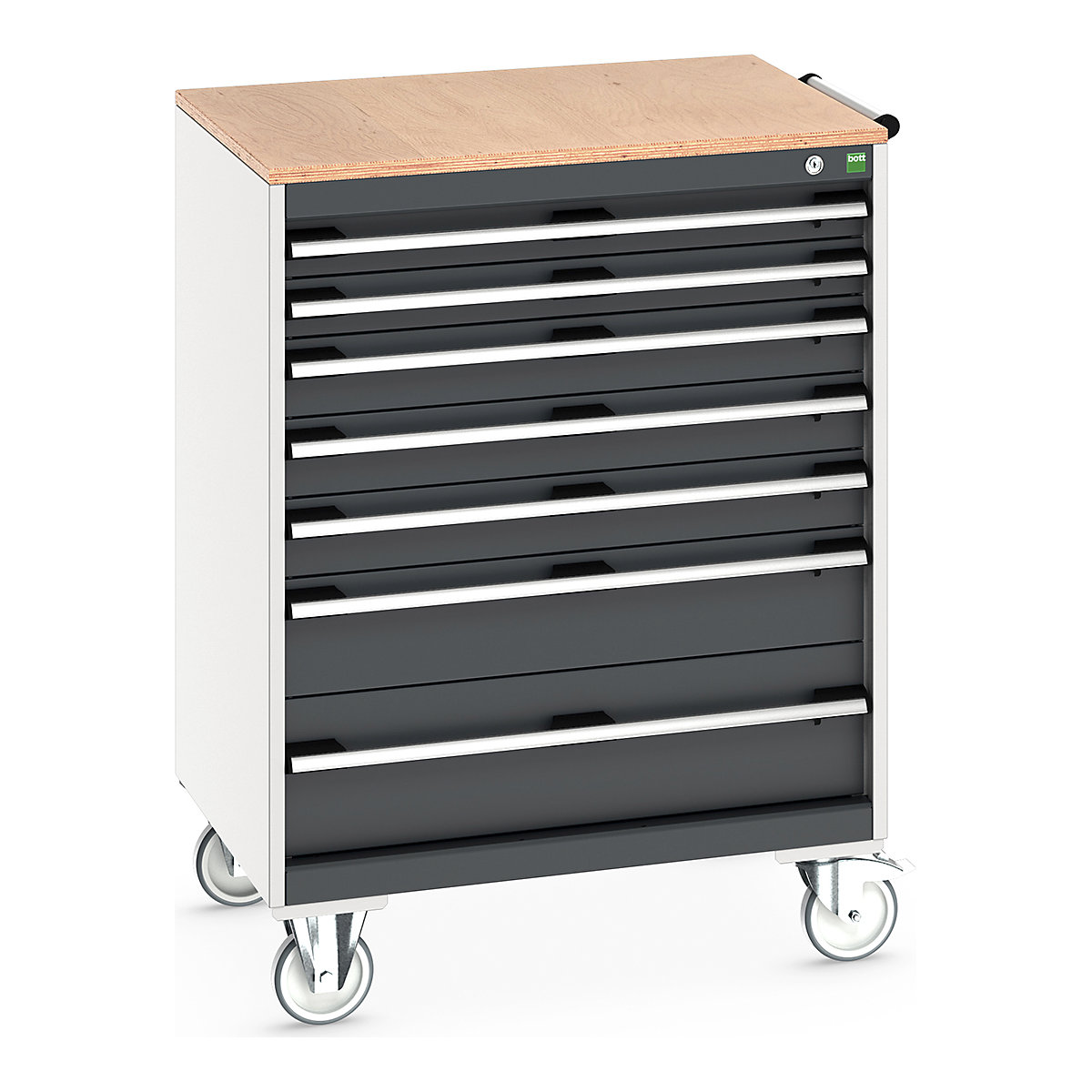 Bott Cubio Mobile Cabinets | 800mm Wide, Bott Cubio Mobile Cabinets | 800mm Wide, Bott Cubio Mobile Cabinet | 1090h x 800w x 650d mm | 7 Drawers | MPX Worktop | Dark Grey Drawers | Light Grey Housing-0