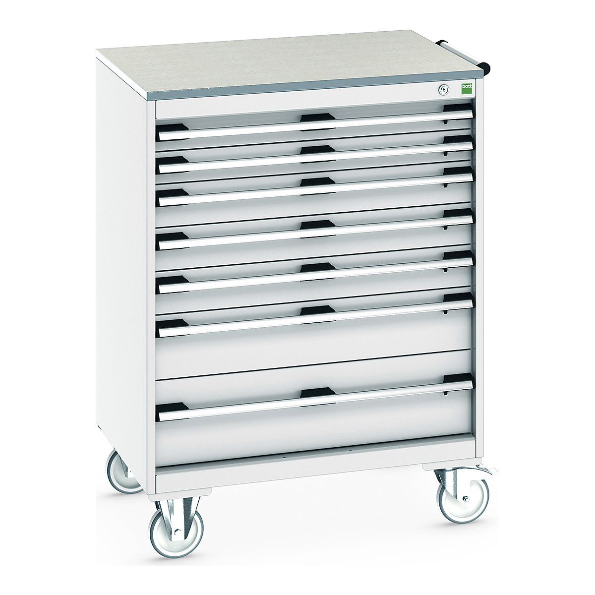 Bott Cubio Mobile Cabinets | 800mm Wide, Bott Cubio Mobile Cabinets | 800mm Wide, Bott Cubio Mobile Cabinet | 1090h x 800w x 650d mm | 7 Drawers | Lino Worktop | Light Grey Drawers | Light Grey Housing-0