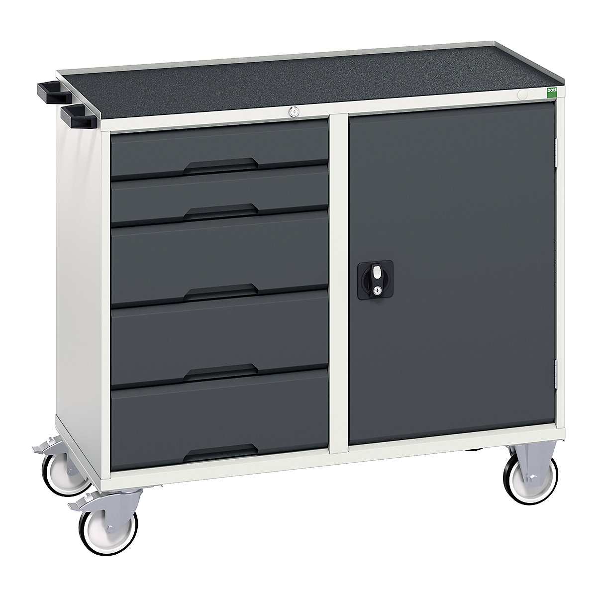 Bott Verso Maintenance Trolleys, Bott Verso Maintenance Trolleys, Bott Verso Maintenance Trolley | 965h x 1050w x 550d mm | 5 Drawers & 1 Cupboard | Top Tray | Anthracite Grey-2