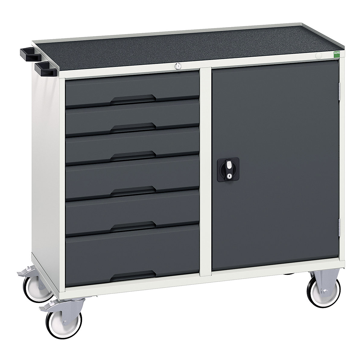 Bott Verso Maintenance Trolleys, Bott Verso Maintenance Trolleys, Bott Verso Maintenance Trolley | 965h x 1050w x 550d mm | 6 Drawers & 1 Cupboard | Top Tray | Anthracite Grey-3