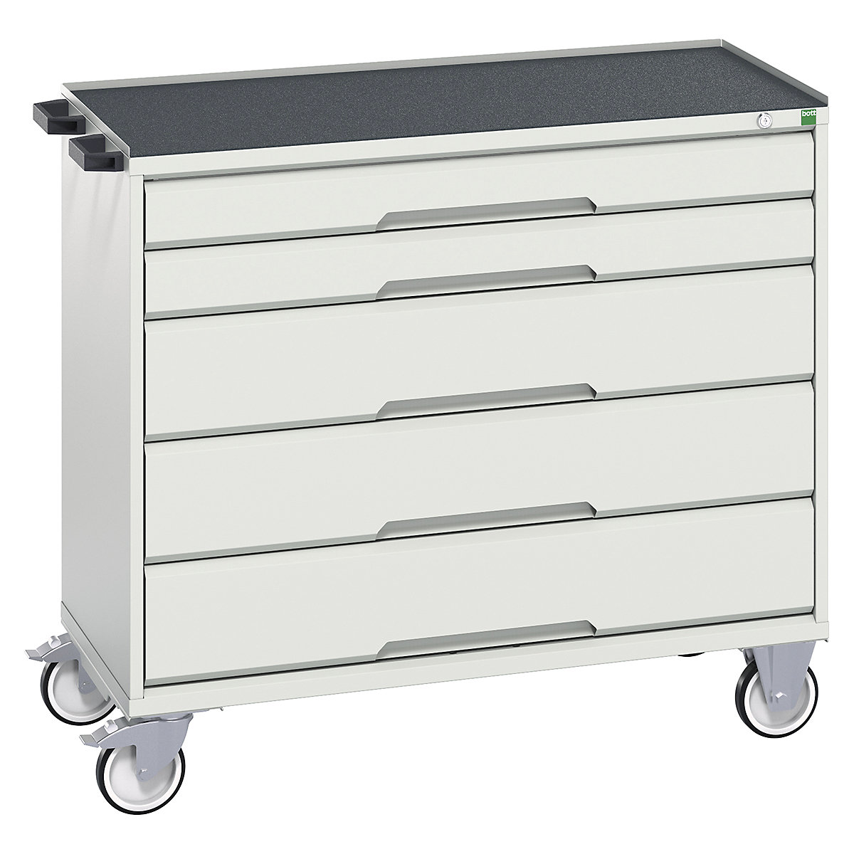 Bott Verso Mobile Cabinets | 1050mm Wide, Bott Verso Mobile Cabinets | 1050mm Wide, Bott Verso Mobile Cabinet | 965h x 1050w x 550d mm | 5 Drawers | Top Tray & Mat | Light Grey-0