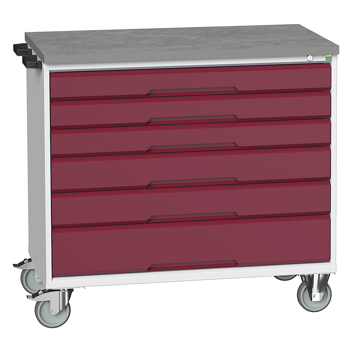 Bott Verso Mobile Cabinets | 1050mm Wide, Bott Verso Mobile Cabinets | 1050mm Wide, Bott Verso Mobile Cabinet | 980h x 1050w x 600d mm | 6 Drawers | Lino Top | Red-0