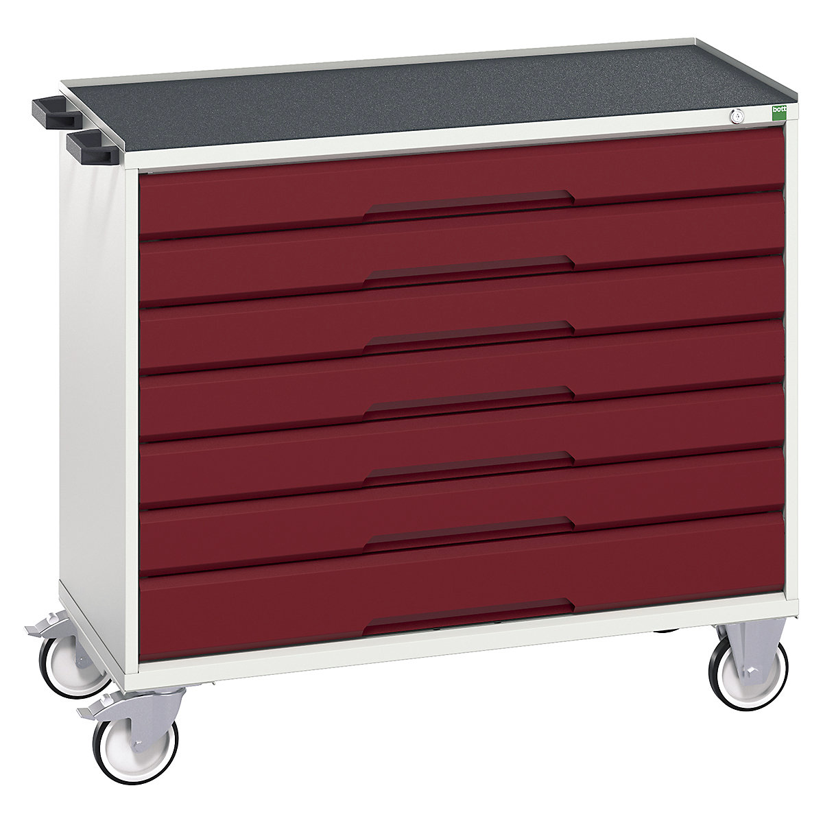 Bott Verso Mobile Cabinets | 1050mm Wide, Bott Verso Mobile Cabinets | 1050mm Wide, Bott Verso Mobile Cabinet | 965h x 1050w x 550d mm | 7 Drawers | Top Tray & Mat | Red-0