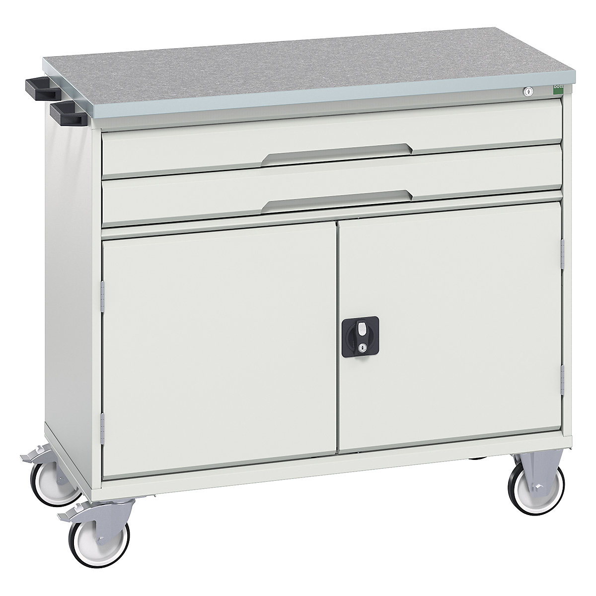 Bott Verso Mobile Cabinets | 1050mm Wide, Bott Verso Mobile Cabinets | 1050mm Wide, Bott Verso Mobile Cabinet | 980h x 1050w x 600d mm | 2 Drawers & 2 Doors | Lino Top | Light Grey-0