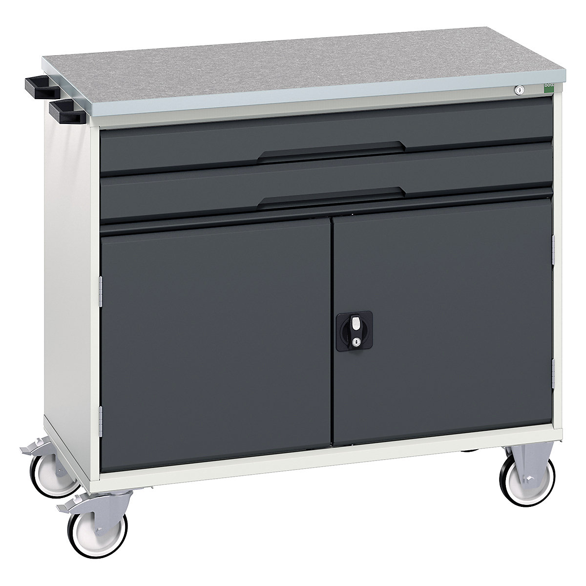 Bott Verso Mobile Cabinets | 1050mm Wide, Bott Verso Mobile Cabinets | 1050mm Wide, Bott Verso Mobile Cabinet | 980h x 1050w x 600d mm | 2 Drawers & 2 Doors | Lino Top | Anthracite Grey-0
