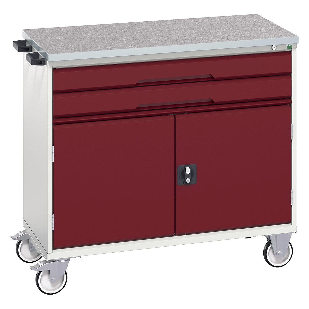Bott Verso Mobile Cabinets | 1050mm Wide, Bott Verso Mobile Cabinets | 1050mm Wide, Bott Verso Mobile Cabinet | 980h x 1050w x 600d mm | 2 Drawers & 2 Doors | Lino Top | Red-0