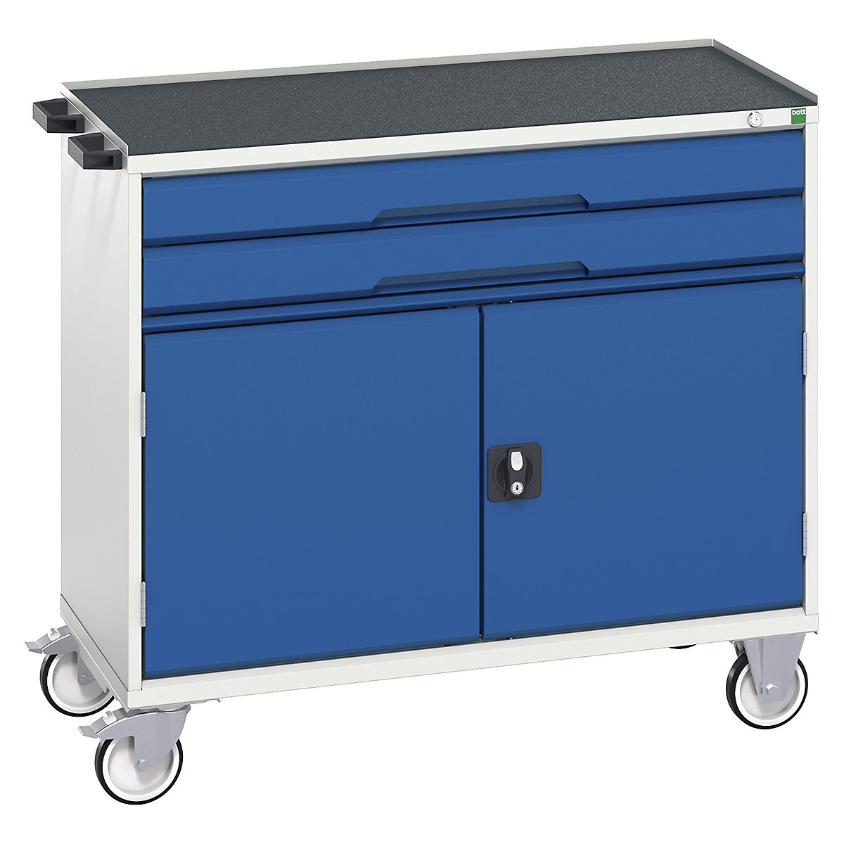 Bott Verso Mobile Cabinets | 1050mm Wide, Bott Verso Mobile Cabinets | 1050mm Wide, Bott Verso Mobile Cabinet | 965h x 1050w x 550d mm | 2 Drawers & 2 Doors | Top Tray & Mat | Blue-0