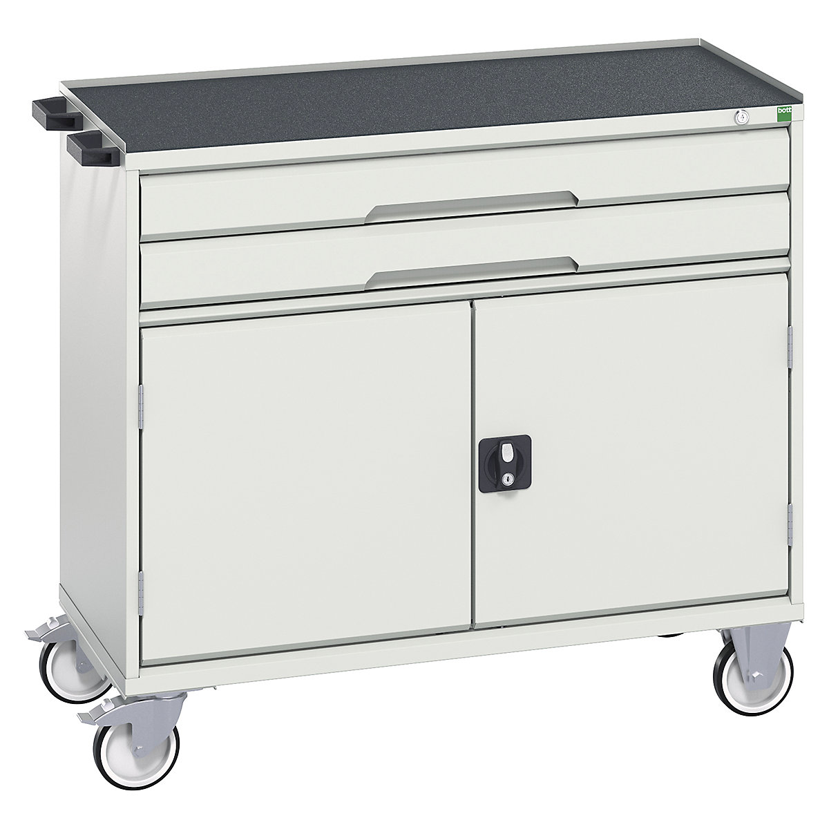 Bott Verso Mobile Cabinets | 1050mm Wide, Bott Verso Mobile Cabinets | 1050mm Wide, Bott Verso Mobile Cabinet | 965h x 1050w x 550d mm | 2 Drawers & 2 Doors | Top Tray & Mat | Light Grey-0