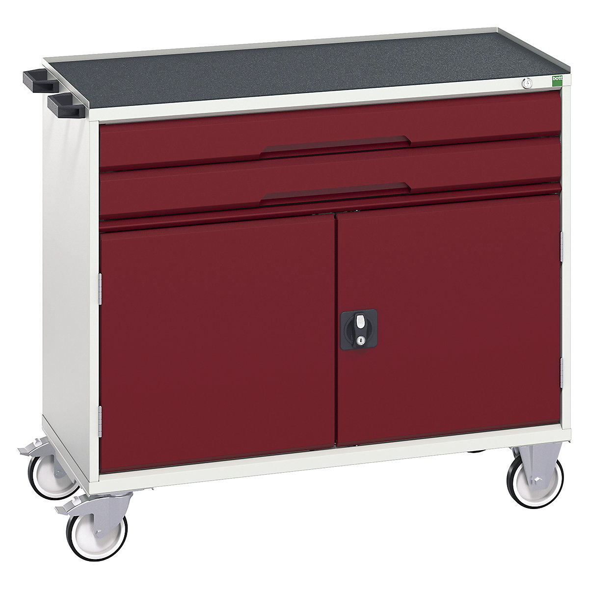 Bott Verso Mobile Cabinets | 1050mm Wide, Bott Verso Mobile Cabinets | 1050mm Wide, Bott Verso Mobile Cabinet | 965h x 1050w x 550d mm | 2 Drawers & 2 Doors | Top Tray & Mat | Red-0