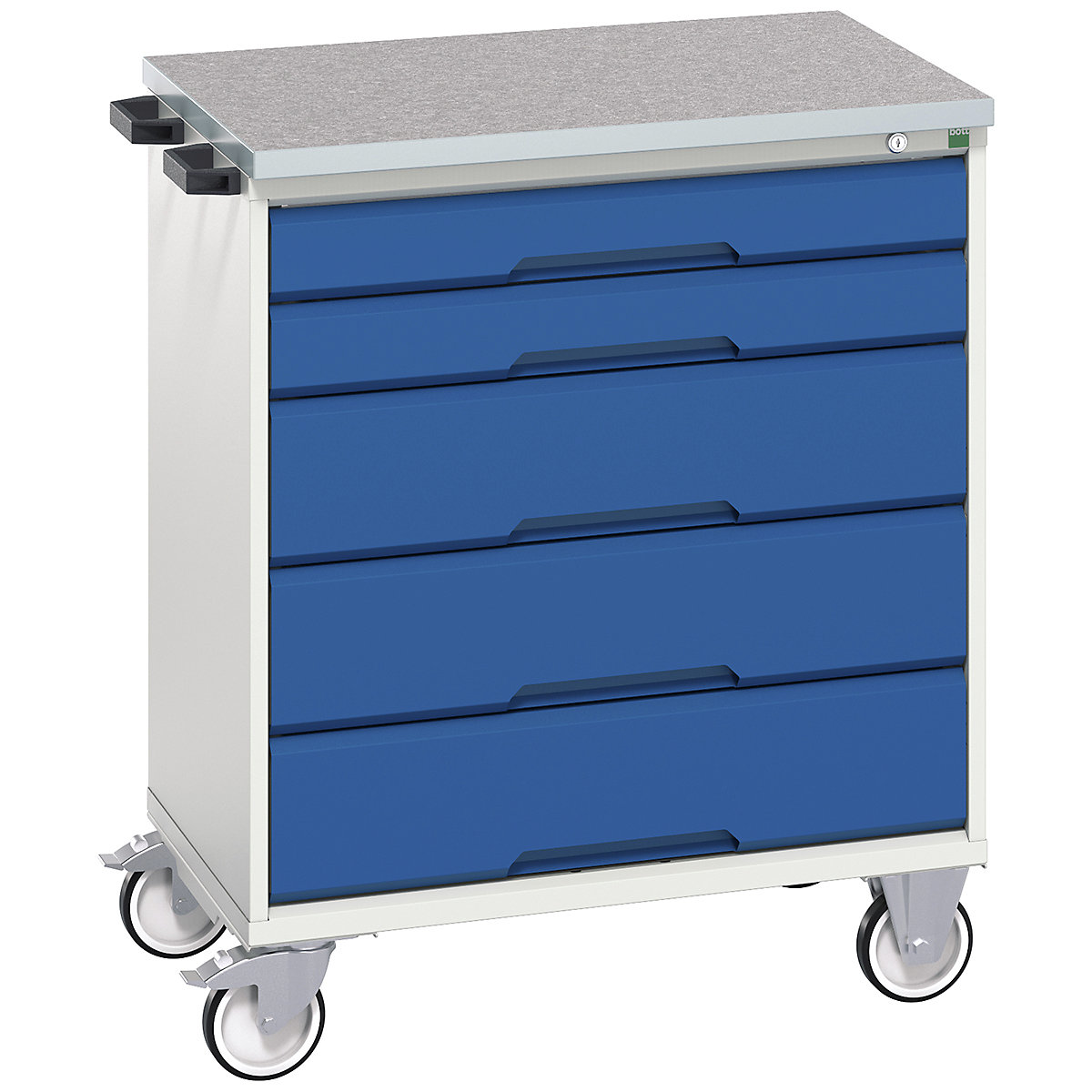 Bott Verso Mobile Cabinets | 800mm Wide, Bott Verso Mobile Cabinets | 800mm Wide, Bott Verso Mobile Cabinet | 980h x 800w x 600d mm | 5 Drawers | Lino Top | Blue-0