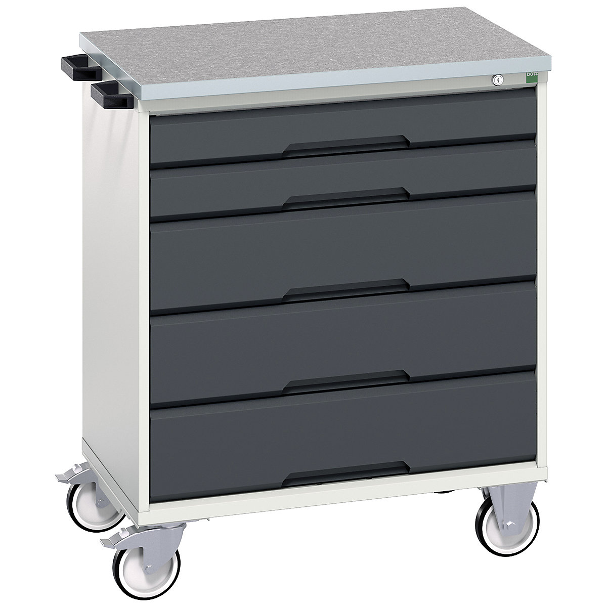 Bott Verso Mobile Cabinets | 800mm Wide, Bott Verso Mobile Cabinets | 800mm Wide, Bott Verso Mobile Cabinet | 980h x 800w x 600d mm | 5 Drawers | Lino Top | Anthracite Grey-0