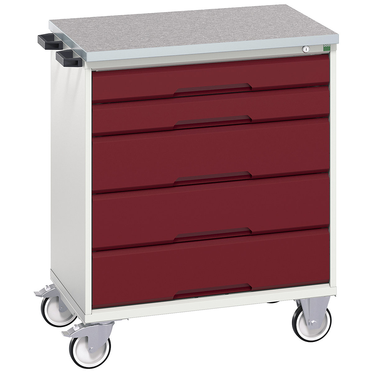 Bott Verso Mobile Cabinets | 800mm Wide, Bott Verso Mobile Cabinets | 800mm Wide, Bott Verso Mobile Cabinet | 980h x 800w x 600d mm | 5 Drawers | Lino Top | Red-0