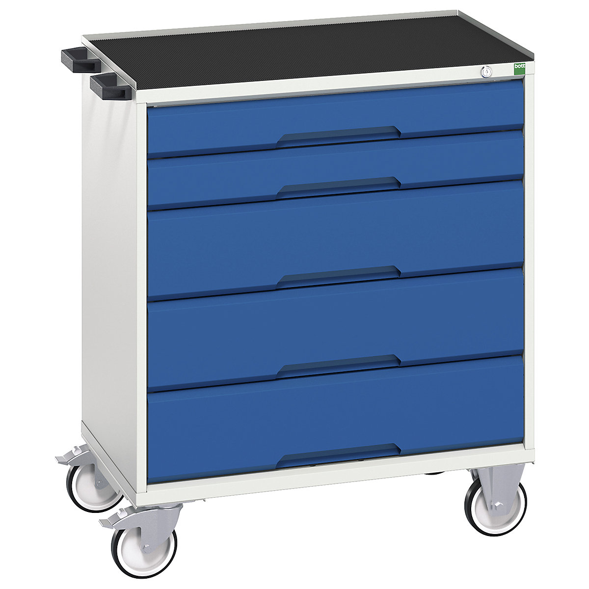 Bott Verso Mobile Cabinets | 800mm Wide, Bott Verso Mobile Cabinets | 800mm Wide, Bott Verso Mobile Cabinet | 965h x 800w x 550d mm | 5 Drawers | Top Tray & Mat | Blue-0