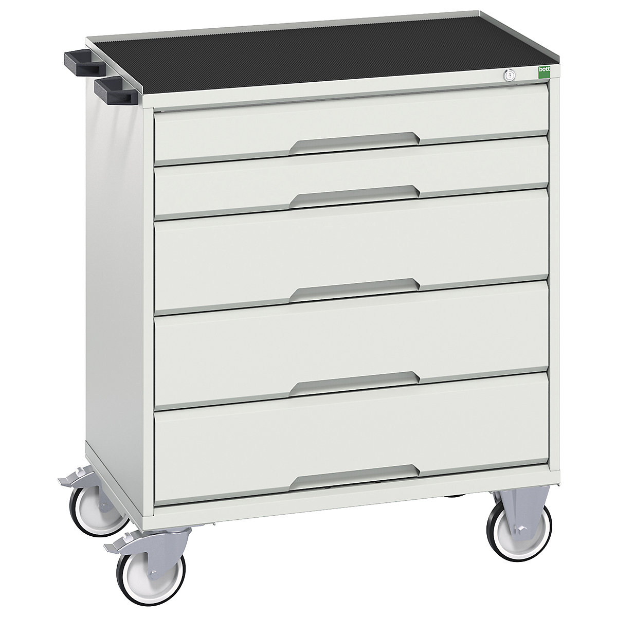 Bott Verso Mobile Cabinets | 800mm Wide, Bott Verso Mobile Cabinets | 800mm Wide, Bott Verso Mobile Cabinet | 965h x 800w x 550d mm | 5 Drawers | Top Tray & Mat | Light Grey-0